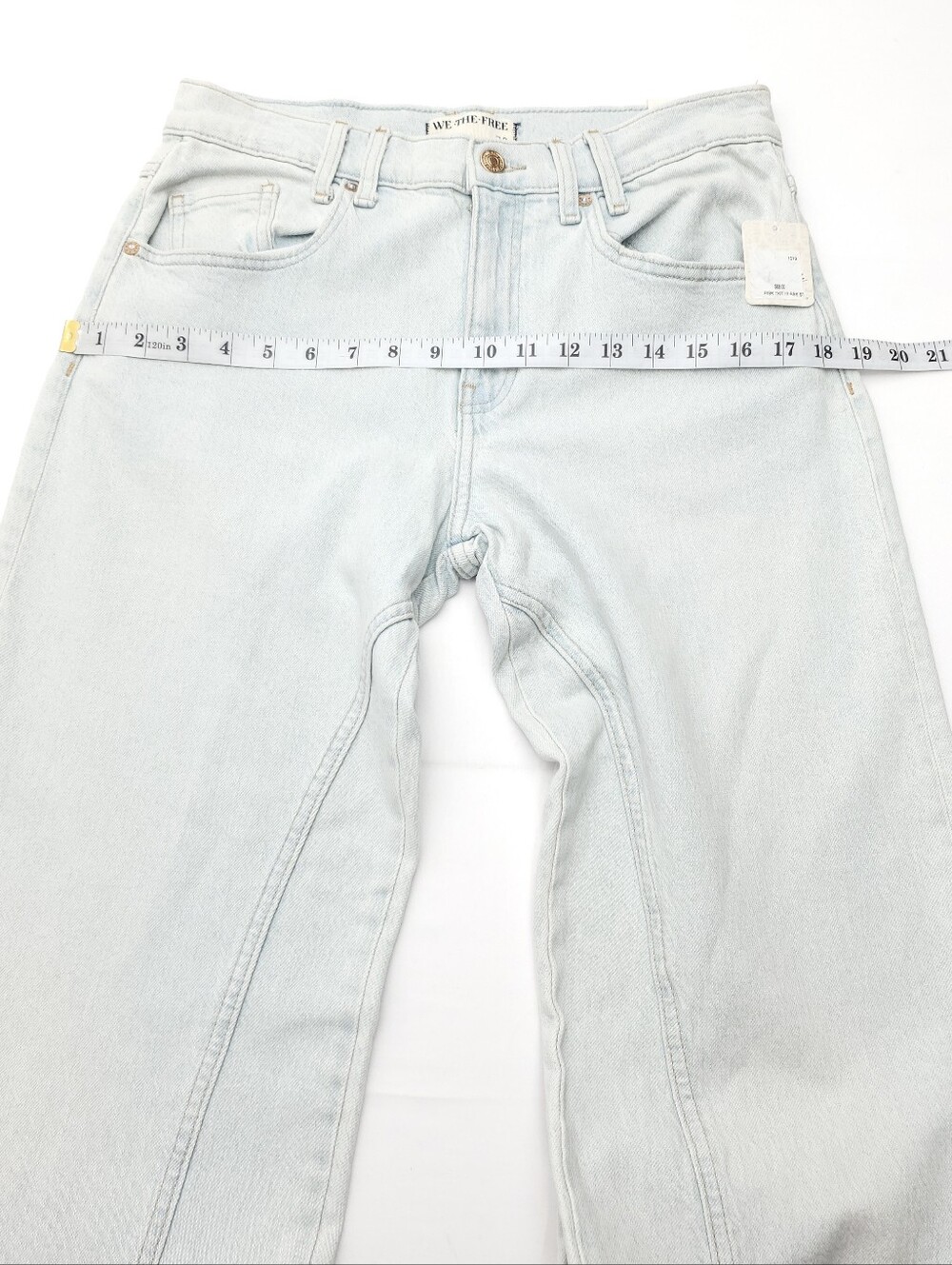 NEW We the Free People Risk Taker High-Rise Straight Raw Hem Light Blue Jeans 30 - Picture 8 of 13
